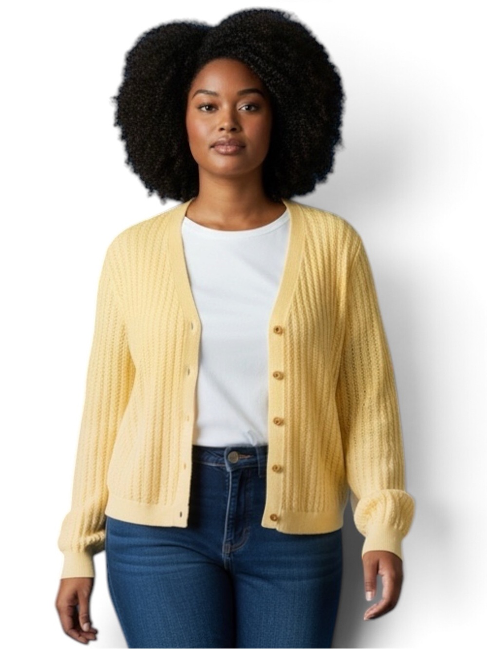 GAP Pale Yellow V-Neck Button Cardigan
